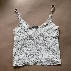 Brandy Melville White Cami with Blue Floral Print